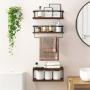 Superlele 3+1 Tier Wall Mounted Bathroom Shelves Over Toilet, Rustic Wood Floating Shelves with Metal Frame And Towel Bar for Bathroom, Kitchen, Bedroom, Living Room (Dark Brown)