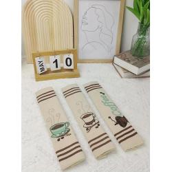 3pcs, Coffee Festival Kitchen Refrigerator Decorative Handle Cover Set Burlap Coffee Home Scene, Kitchen Scene Holiday Celebration Party Fridge Protector Cover Decoration
