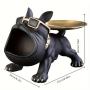 1 Black French Bulldog Storage Decor, Large Mouth Statue Art Crafts Creative Dog, Home Living Room Office Study Decoration, Room Desktop Display Entrance Decoration, Winter Christmas New Year Decoration, Handmade Home Decoration Style Doll Ornament