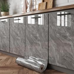 1pc Glossy Marble Waterproof Wall & Table Stickers - Heat & Oil Resistant, Self-Adhesive, Perfect For Upgrading Kitchen Cabinets, Bathroom Walls, Countertops, And Furniture. Peel & Stick Design For Quick, DIY-Friendly Home Decor!