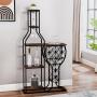 11 Bottle Beverage Holder - 5-Tier Freestanding Storage with Hanging Goblet Holder And Multiple Storage Shelves - Perfect for Home, Storage in Kitchen, Dining Room, Or Any Room, This Is The Perfect Piece of Storage Furniture.