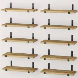 Light Carbonized Black 10pcs Floating Shelves for Wall - Durable Wall Shelves for Bedroom, Kitchen, Bathroom Decor, Book Shelves for Living Room