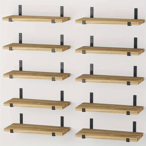 Light Carbonized Black 10pcs Floating Shelves for Wall - Durable Wall Shelves for Bedroom, Kitchen, Bathroom Decor, Book Shelves for Living Room