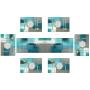 [Teal Gray Painting Art Table Runner] 1 Table Runner and 6 Placemats Set - Abstract Teal and Gray Painting Art Farmhouse Table Decoration - 72 Inches Long for Everyday Use