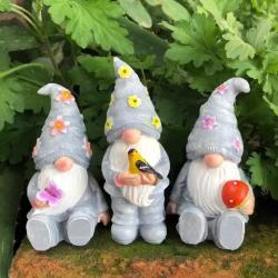 [3-Piece Rustic Gnome Statue Set] Resin Gnome Garden Statue: 3-Piece Set, American Rustic Style, Suitable for Indoor and Outdoor Use, No Electricity Required, Brand: Yi Zhitan