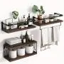Superlele 3+1 Tier Wall Mounted Bathroom Shelves Over Toilet, Rustic Wood Floating Shelves with Metal Frame And Towel Bar for Bathroom, Kitchen, Bedroom, Living Room (Dark Brown) Superlele 3+1 Tier Wall Mounted Bathroom Shelves Over Toilet, Rustic Wood Floating Shelves with Metal Frame And Towel Bar for Bathroom, Kitchen, Bedroom, Living Room (Dark Brown)