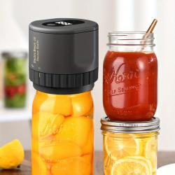 Electric Mason Jar Vacuum Sealer, Compatible with Wide and Regular Mouth Mason Jars, Used for Storing Dry Goods, including 5 Wide Mouth and 5 Regular Mouth Mason Jar Lids - Black
