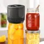Electric Mason Jar Vacuum Sealer, Compatible with Wide and Regular Mouth Mason Jars, Used for Storing Dry Goods, including 5 Wide Mouth and 5 Regular Mouth Mason Jar Lids - Black