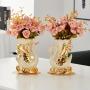 2pcs Ceramic Elegant Swan Vase Centerpieces, Vintage Style Cylindrical Home Decor, No Power Required, Battery-Free