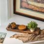 [Rustic Farmhouse] Rustic Farmhouse Wooden Tray - 15.6" Rectangle - Decorative Tray for Dining, Coffee, Kitchen, and Fireplace