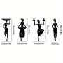 4-Piece Set Exquisite African Women Silhouette Metal Wall Art Decor - Elegant Female Figures with Intricate Details for Living Room and Kitchen - Add a Touch of Sophistication to Your Home