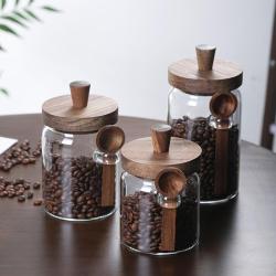 [Glass Storage Jars] 3pcs Glass Storage Jars With Spoons - Coffee, Candy, Biscuit, Tea, Snack, Seasoning, Salt, Pepper Jars