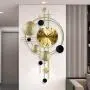 Goldener Eisen Stille Wanduhr – Moderner Nordisch-inspirierter Art Deco Design mit Großen Zahlen, Schwarze & Goldene Geometrische Kreise, Batteriebetrieben, Digitales Display für Wohnzimmer & Zuhause Dekor, Dekorative Wanduhr, Eisenkonstruktion