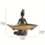 [African | Elegant] Golden-Leaf Elegant African Figurine Resin Tray Decor | Cultural Artwork, Handcrafted Look, Ideal for Home or Office Desktop | Versatile Indoor/Outdoor Use, Decorative Tray