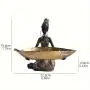 [African | Elegant] Golden-Leaf Elegant African Figurine Resin Tray Decor | Cultural Artwork, Handcrafted Look, Ideal for Home or Office Desktop | Versatile Indoor/Outdoor Use, Decorative Tray