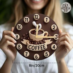 [Timeless Wood Disc Wall Clock] Room Decor 1pc 3D Coffee Cup Design Silent Wall Clock, Fiberboard Round Timeless Wood Disc, Stylish Kitchen Decor for Coffee Lovers, Relaxing Mornings, AA Battery Operated (Not Included)