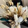 65pcs Artificial Rose Bouquet with Pampas Grass & Baby’s Breath – Elegant White Roses, Beige & Brown Dried Flowers for Home Decor, Wedding Centerpiece, Valentine’s Gift Set, Party Arrangement