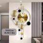 Golden Iron Silent Wall Clock - Modern Nordic-Inspired Art Deco Design with Large Numbers, Black & Golden Geometric Circles, Battery-Powered, Digital Display for Living Room & Home Decor, Decorative Wall Clock, Iron Construction