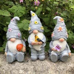 [3-Piece Rustic Gnome Statue Set] Resin Gnome Garden Statue: 3-Piece Set, American Rustic Style, Suitable for Indoor and Outdoor Use, No Electricity Required, Brand: Yi Zhitan