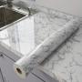 1pc Glossy Marble Waterproof Wall & Table Stickers - Heat & Oil Resistant, Self-Adhesive, Perfect For Upgrading Kitchen Cabinets, Bathroom Walls, Countertops, And Furniture. Peel & Stick Design For Quick, DIY-Friendly Home Decor!