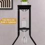 11 Bottle Beverage Holder - 5-Tier Freestanding Storage with Hanging Goblet Holder And Multiple Storage Shelves - Perfect for Home, Storage in Kitchen, Dining Room, Or Any Room, This Is The Perfect Piece of Storage Furniture.