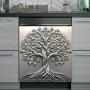 [Magnetic | Tree of Life] 1pc Magnetic Dishwasher Door Cover | Tree of Life Printed Theme Vinyl Art Print, Easy to Apply & Clean | Indoor Rectangular Dishwasher Trim, Kitchen Decor, 23.03 x 25.59 inches
