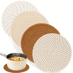 One set of 4pcs 7-inch heat-resistant mats | durable kitchen hot pads and pot pads | protect countertops and table mats | basic home and farmhouse decoration