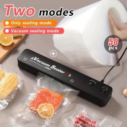 [Vacuum Sealer, Kitchen Essential] 1pc Vacuum Sealer - Two-in-One Bag Sealer, 50 Free Vacuum Storage Bags, Kitchen Essential for Food Storage and Preservation - Keep Food Fresh, Button Operation, Christmas Gift Idea