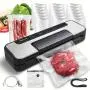 80Kpa Vacuum Sealer Machine Set, Double Pump, Dry/Moist, Pulse Mode, 12MM Widened Heating Strip, Handle Locked Design, LED Indicator Light & Cutter