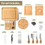 Bamboo Cheese Board Set – Extra-Large Cheese and Meat board and Knife Set – Best Breakfast Charcuterie Wooden Board Set for Holiday Gift, Housewarming Gifts, Wedding Gift – Housewares Goods