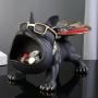1 Black French Bulldog Storage Decor, Large Mouth Statue Art Crafts Creative Dog, Home Living Room Office Study Decoration, Room Desktop Display Entrance Decoration, Winter Christmas New Year Decoration, Handmade Home Decoration Style Doll Ornament