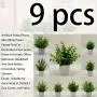 [9 Artificial Potted Plants Decor] Set Of 9 Artificial Potted Plants, Mini White Plastic Flower Pots For Decoration, Faux Green Plants For Home, Office, Bathroom, Bookshelf, And Desk Indoor Decoration, Spring Summer Decor