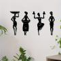 4-Piece Set Exquisite African Women Silhouette Metal Wall Art Decor - Elegant Female Figures with Intricate Details for Living Room and Kitchen - Add a Touch of Sophistication to Your Home