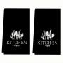 2pcs Soft Absorbent Kitchen Towels - Spoon Fork Print, Holiday Decor, Dry Cloth for Kitchen & Home Decoration