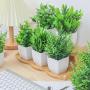[Artificial Plants in White Pot] 8 Pack Small Artificial Plants - Fake Plants Potted in White Pot for Home Office Bedroom Desk Bathroom Shelf Farmhouse Decoration
