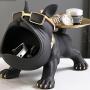 1 Black French Bulldog Storage Decor, Large Mouth Statue Art Crafts Creative Dog, Home Living Room Office Study Decoration, Room Desktop Display Entrance Decoration, Winter Christmas New Year Decoration, Handmade Home Decoration Style Doll Ornament