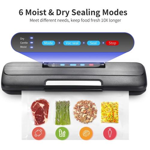 [One-Touch Food Vacuum Sealer] Automatic One-Touch Food Vacuum Sealer Machine - Dry/Moist Modes, Vacuum Hose, Cutter, 10 Vacuum Bags - Without Battery