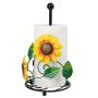[Elegant Sunflower Holder] Black Yellow Elegant Sunflower Metal Tissue Holder - Decorative Kitchen & Bathroom Roll Paper Rack with Fresh Wrap Storage, Non-Food Safe, Sunflower Bathroom Decor