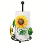 [Elegant Sunflower Holder] Black Yellow Elegant Sunflower Metal Tissue Holder - Decorative Kitchen & Bathroom Roll Paper Rack with Fresh Wrap Storage, Non-Food Safe, Sunflower Bathroom Decor