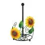 [Elegant Sunflower Holder] Black Yellow Elegant Sunflower Metal Tissue Holder - Decorative Kitchen & Bathroom Roll Paper Rack with Fresh Wrap Storage, Non-Food Safe, Sunflower Bathroom Decor