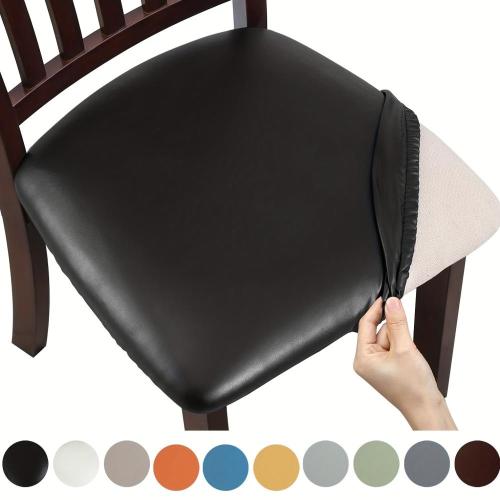 4/6pcs 100% Waterproof PU Fabric Dining Chair Slipcovers - Removable Upholstered Chair Cushion Cover for Dining Room, Hotel, Kitchen, And Home Decor, Easter Home Decor