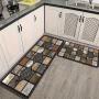 [Soft Kitchen Mat] 2/3 set Soft Flannel Kitchen Mat, Classic Geometric Stone Floor Rug | Vintage Country Style Rug, Farmhouse Kitchen Rug, Comfortable and Easy to Clean, Suitable for Bedroom Living Room Dining Room Kitchen Bathroom Entrance Laundry Room