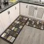 Weicher Küchenteppich | 2/3er Set aus Flanell, Klassischer geometrischer Steinboden-Teppich | Vintage Landhausstil Teppich | Küchentapete im Landhausstil, Komfortabel und leicht zu reinigen, geeignet für Schlafzimmer, Wohnzimmer, Esszimmer, Küche, Badezim
