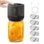 [Vacuum Sealer] Automatic Electric Mason Jar Vacuum Sealer 1pc | One-Touch Operation, Leak-Proof Seal, Portable Food Saver For Regular And Wide-Mouth Canning Jar, Freezer Dried Food Storage, Kitchen Tools