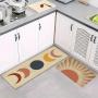 [Non-Slip Kitchen Mat] 2pcs Non-Slip, Absorbent Sun & Moon Geometric Kitchen Mat Set - Polyester Rugs in Rectangular Shapes (18x29.5