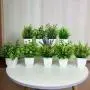 [9 Artificial Potted Plants Decor] Set Of 9 Artificial Potted Plants, Mini White Plastic Flower Pots For Decoration, Faux Green Plants For Home, Office, Bathroom, Bookshelf, And Desk Indoor Decoration, Spring Summer Decor