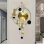 Golden Iron Silent Wall Clock - Modern Nordic-Inspired Art Deco Design with Large Numbers, Black & Golden Geometric Circles, Battery-Powered, Digital Display for Living Room & Home Decor, Decorative Wall Clock, Iron Construction