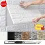 100pcs DIY 3D Wall Sticker Wallpaper Wall Panel with Knife Foam Soft Brick Self Adhesive Waterproof Room Home Living Room Bahtroom Kitchen Bedding Room Decoration