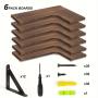 6pcs Dark Carbonized Black Corner Floating Shelves - Wall Mounted, Space-Saving, Ideal for Bathroom & Kitchen Organization, Valentine's Day Decor