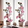 2pcs Artificial Plum Blossom Branches in Pots, Plastic Fake Flowers, Versatile Decoration for Home, Office, Tabletop, with No Battery Required, for Christmas, Halloween, Thanksgiving, Valentine's, Mother'S Day